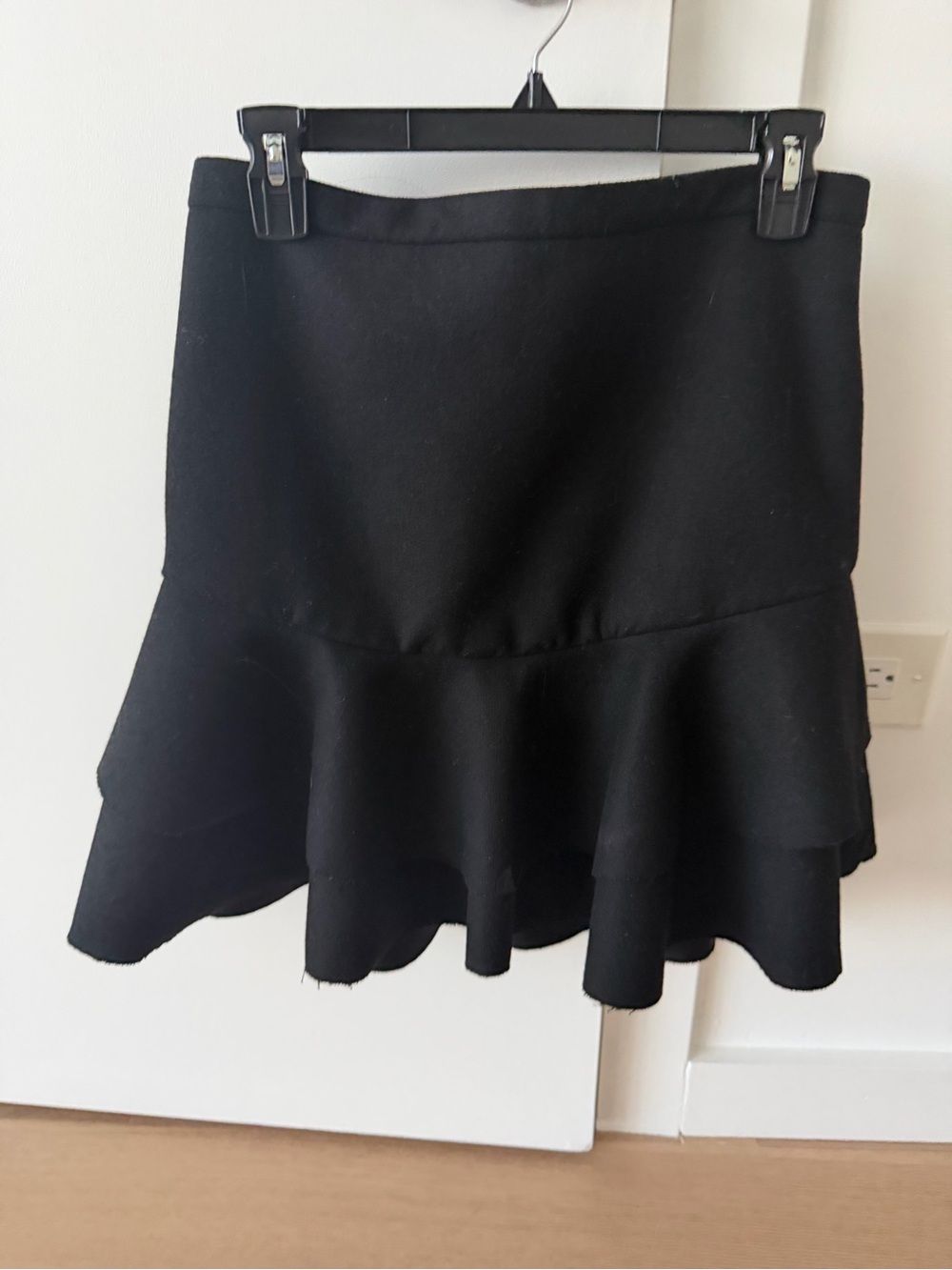Black J. Crew Flounce Skirt in Wool Size Medium